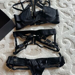 Bordelle Lingerie Set (Satin, silk, 24k plated gold hardware)